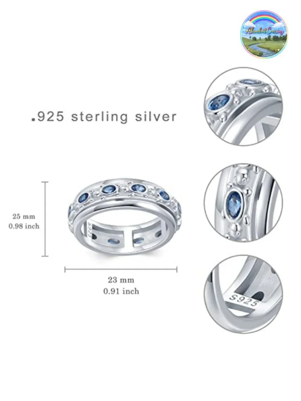 925 Sterling Silver Turtle Spinner Ring Anxiety Fidget Ring Women Stress Relief